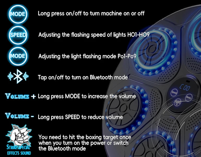 New Music Boxing Machine Smart Bluetooth Wall Mounted Music Boxing Trainer Gym Home Electronic Boxing Target Punching Equipment Champions Clubs