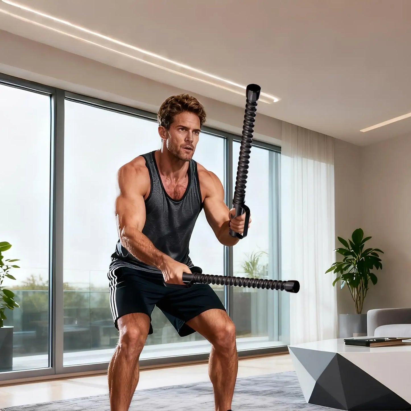 2 Piece Battle Ropes – Portable Home Gym Exercise & Muscle Building Workout Ropes