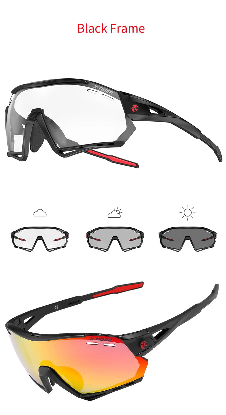 X-TIGER Cycling Glasses – 5 Lens Polarized Sports Sunglasses for Men & Women