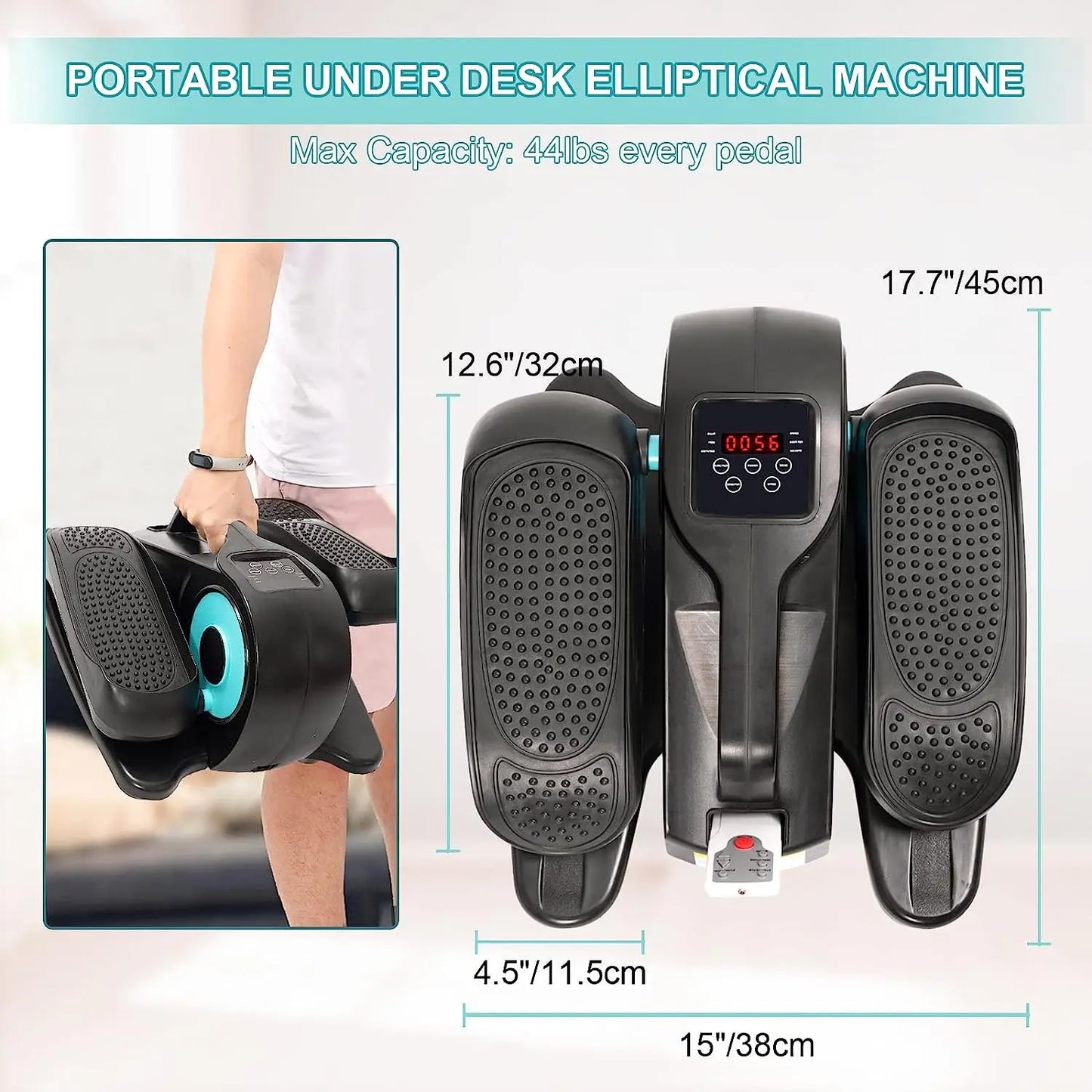 Under Desk Elliptical – Electric Seated Pedal Exerciser with Display Monitor, Remote Control, Adjustable Speeds, and Leg Workout