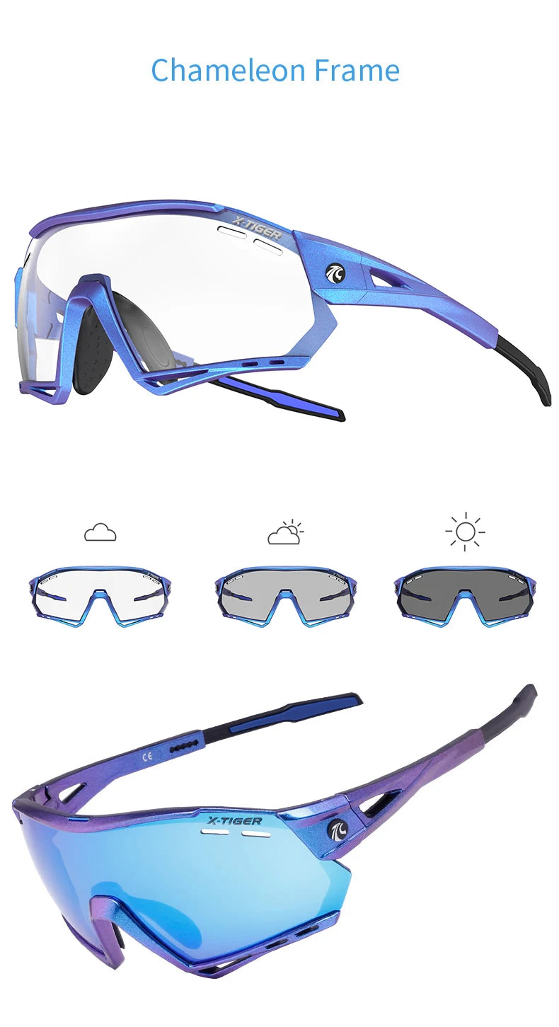 X-TIGER Cycling Glasses – 5 Lens Polarized Sports Sunglasses for Men & Women