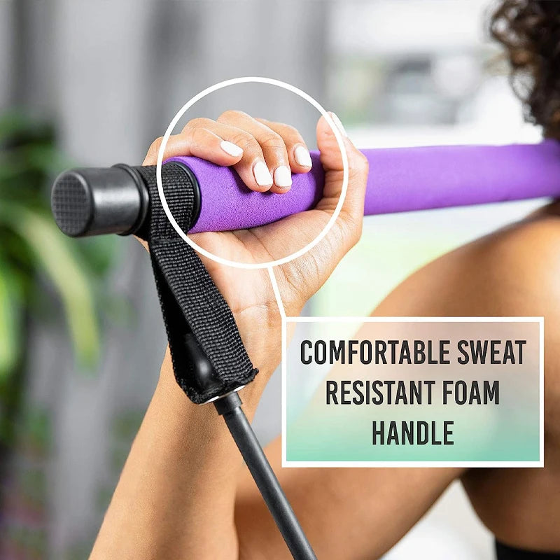 Multifunctional Pilates Bar Combination Fitness Bar Yoga Chest Expansion Tension Rope Back Trainer Elastic Rope Stretching Belt Champions Clubs