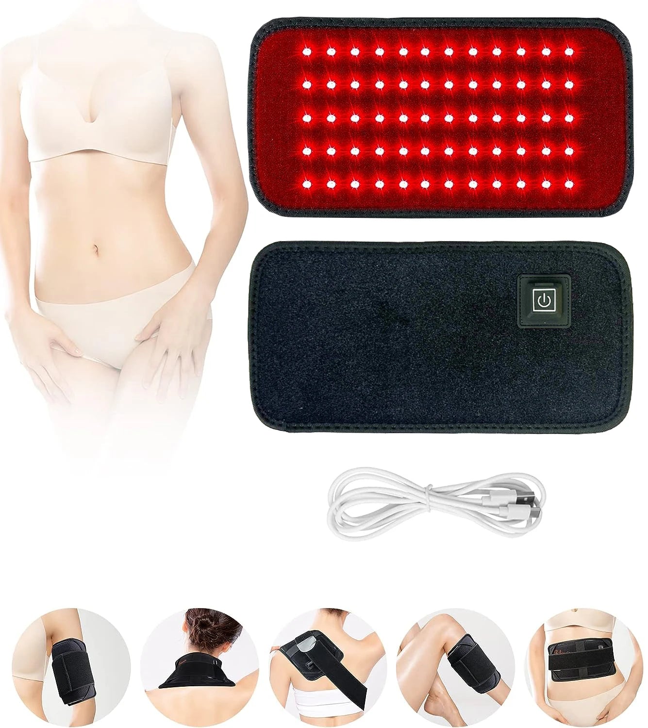 60 LEDs Red&Infrared Light Therapy Belt 850nm 660nm Back  Burn Fat Wrap Slimming Machine Waist Heat Pad Full Body