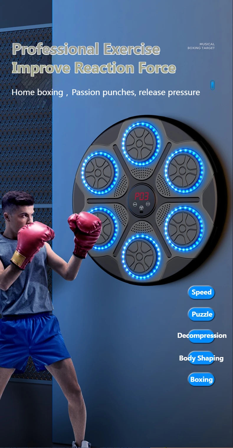 New Music Boxing Machine Smart Bluetooth Wall Mounted Music Boxing Trainer Gym Home Electronic Boxing Target Punching Equipment Champions Clubs