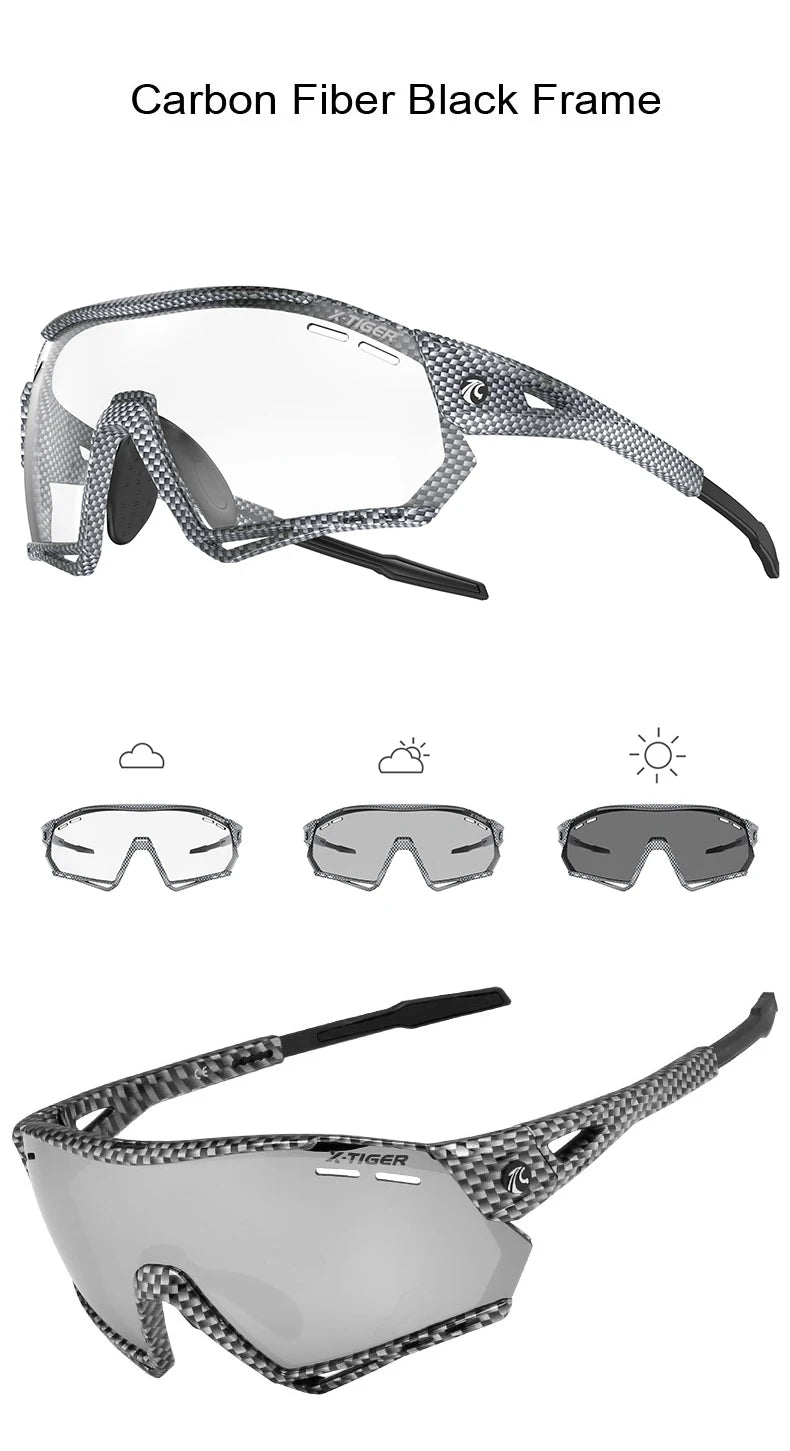 X-TIGER Cycling Glasses – 5 Lens Polarized Sports Sunglasses for Men & Women