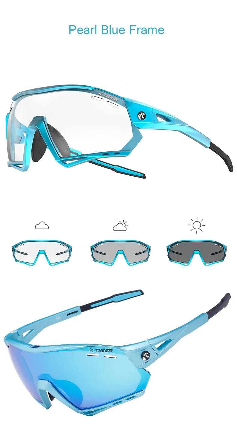 X-TIGER Cycling Glasses – 5 Lens Polarized Sports Sunglasses for Men & Women