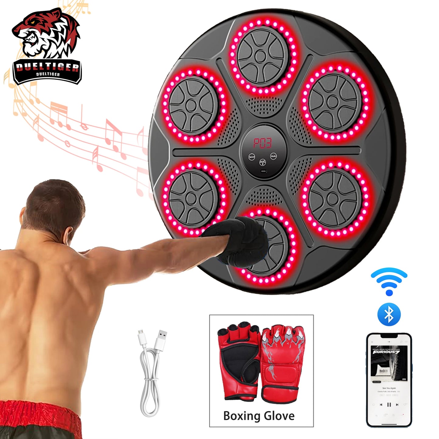 New Music Boxing Machine Smart Bluetooth Wall Mounted Music Boxing Trainer Gym Home Electronic Boxing Target Punching Equipment Champions Clubs