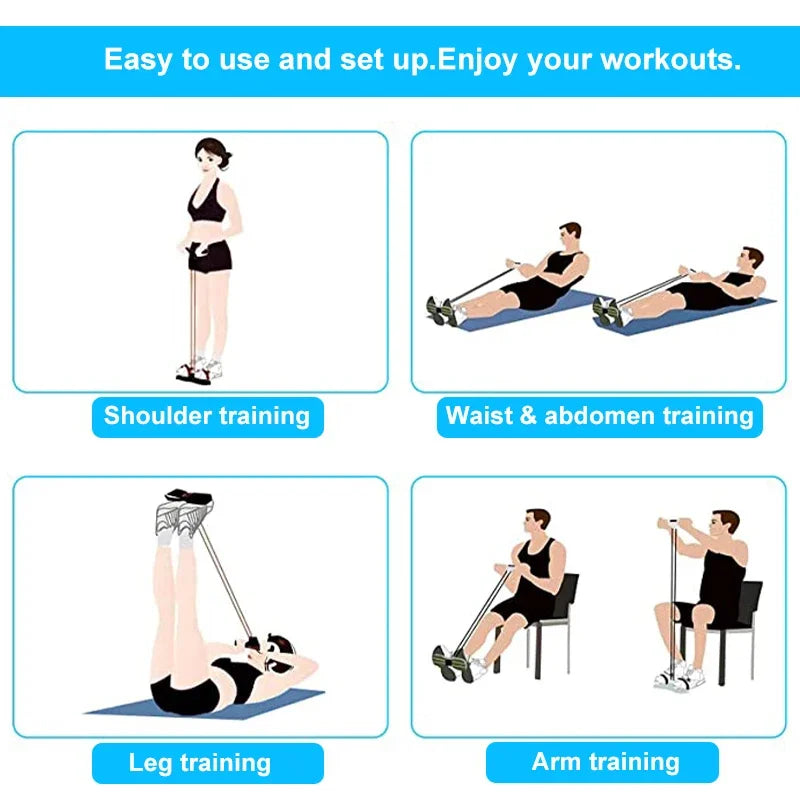 Resistance Bands 4-Tube Yoga Pedal Puller Resistance Band Elastic Pull Rope Fitness Equipment for Abdomen Waist Arm Training Champions Clubs