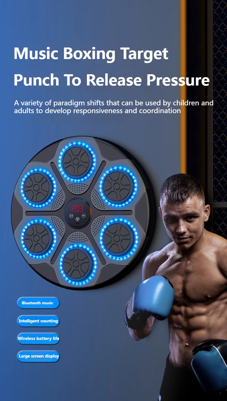 New Music Boxing Machine Smart Bluetooth Wall Mounted Music Boxing Trainer Gym Home Electronic Boxing Target Punching Equipment Champions Clubs