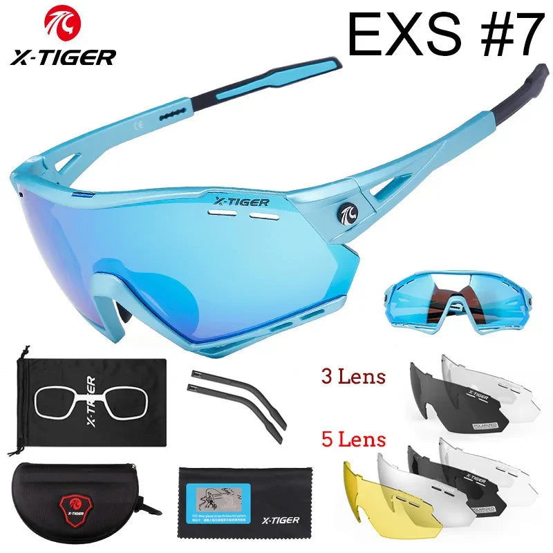 X-TIGER Cycling Glasses – 5 Lens Polarized Sports Sunglasses for Men & Women