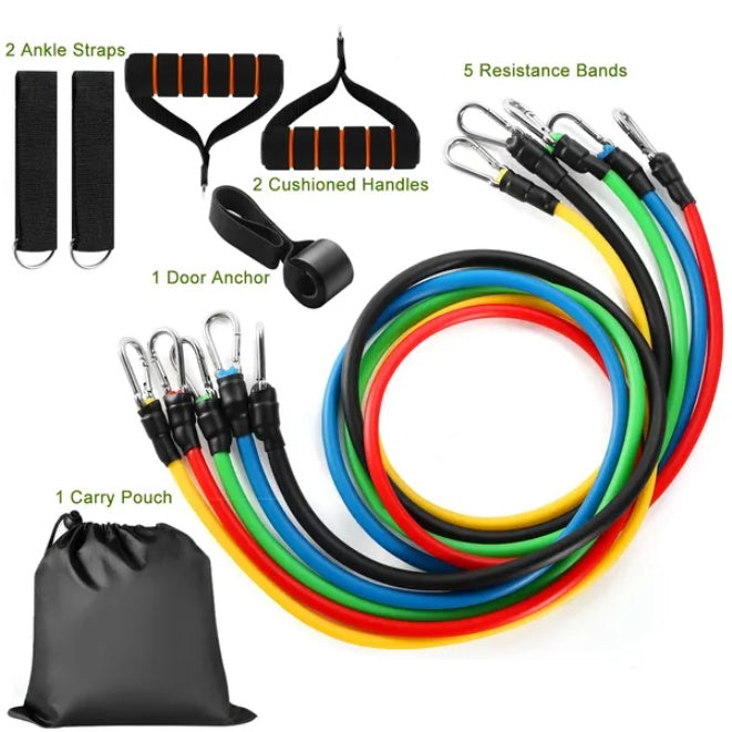 Resistance Premium Resistance Bands Set – 11pcs with Handles, Door Anchor & Carry Bag Bands Set