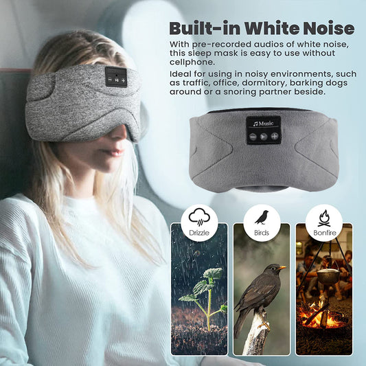 White Noise Bluetooth Sleep Eye Mask – Comfortable USB Rechargeable