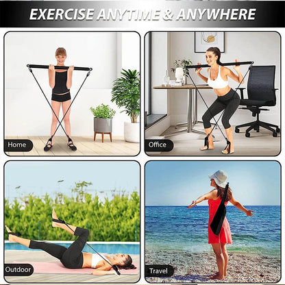 Multifunctional Pilates Bar Combination Fitness Bar Yoga Chest Expansion Tension Rope Back Trainer Elastic Rope Stretching Belt Champions Clubs