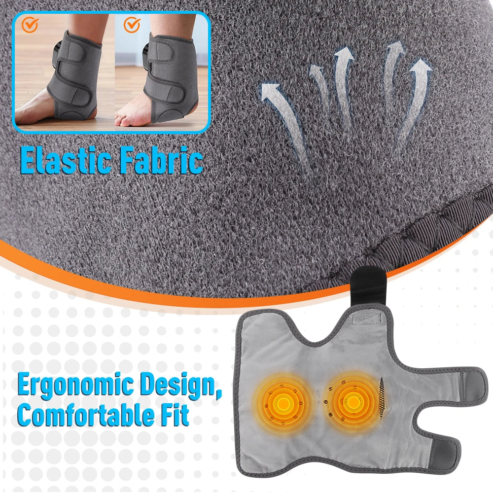 Electric Heating Vibration Foot & Ankle Massager – Rechargeable Adjustable Strap for Muscle Relief