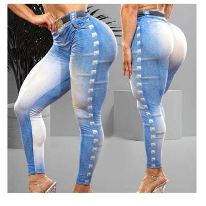 Style Meets Performance – Denim-Look Fitness Leggings