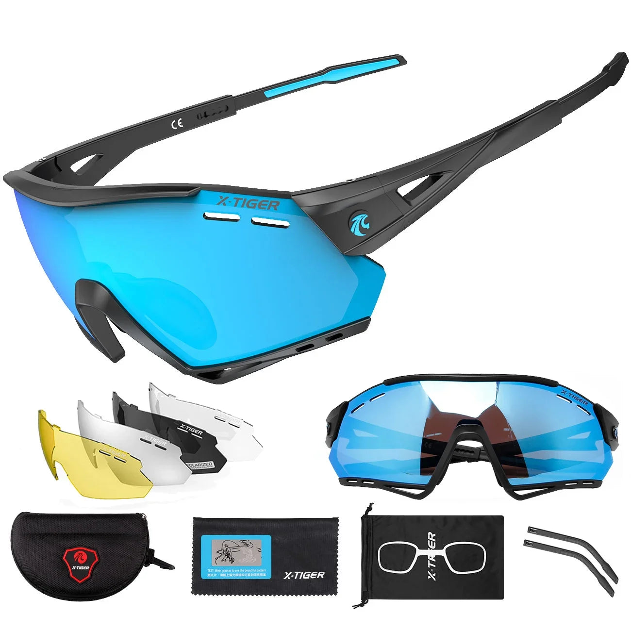 X-TIGER Cycling Glasses – 5 Lens Polarized Sports Sunglasses for Men & Women