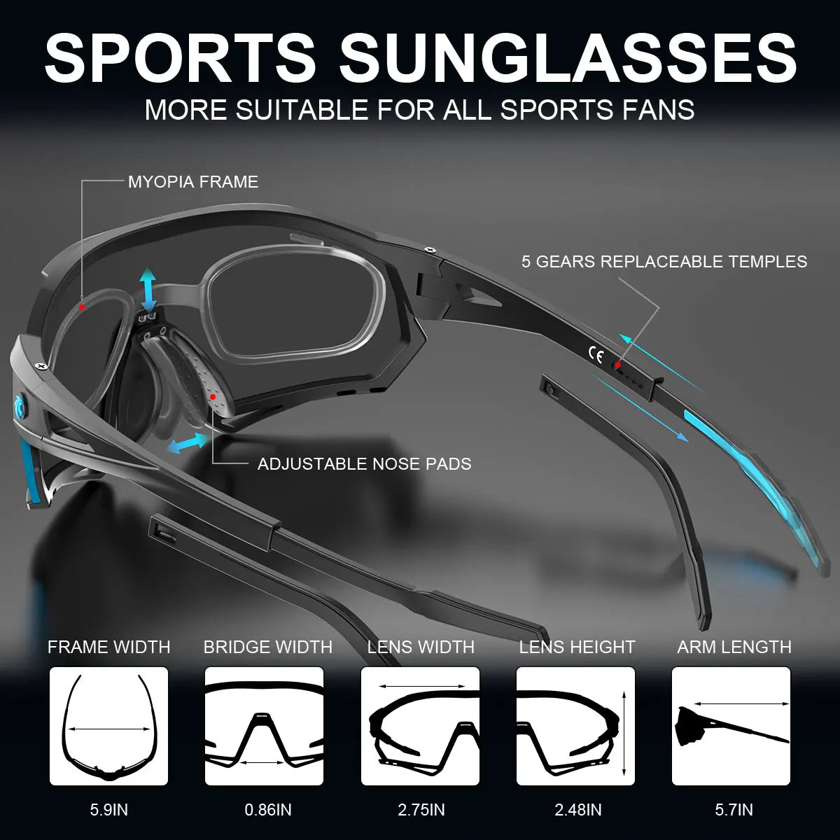 X-TIGER Cycling Glasses – 5 Lens Polarized Sports Sunglasses for Men & Women