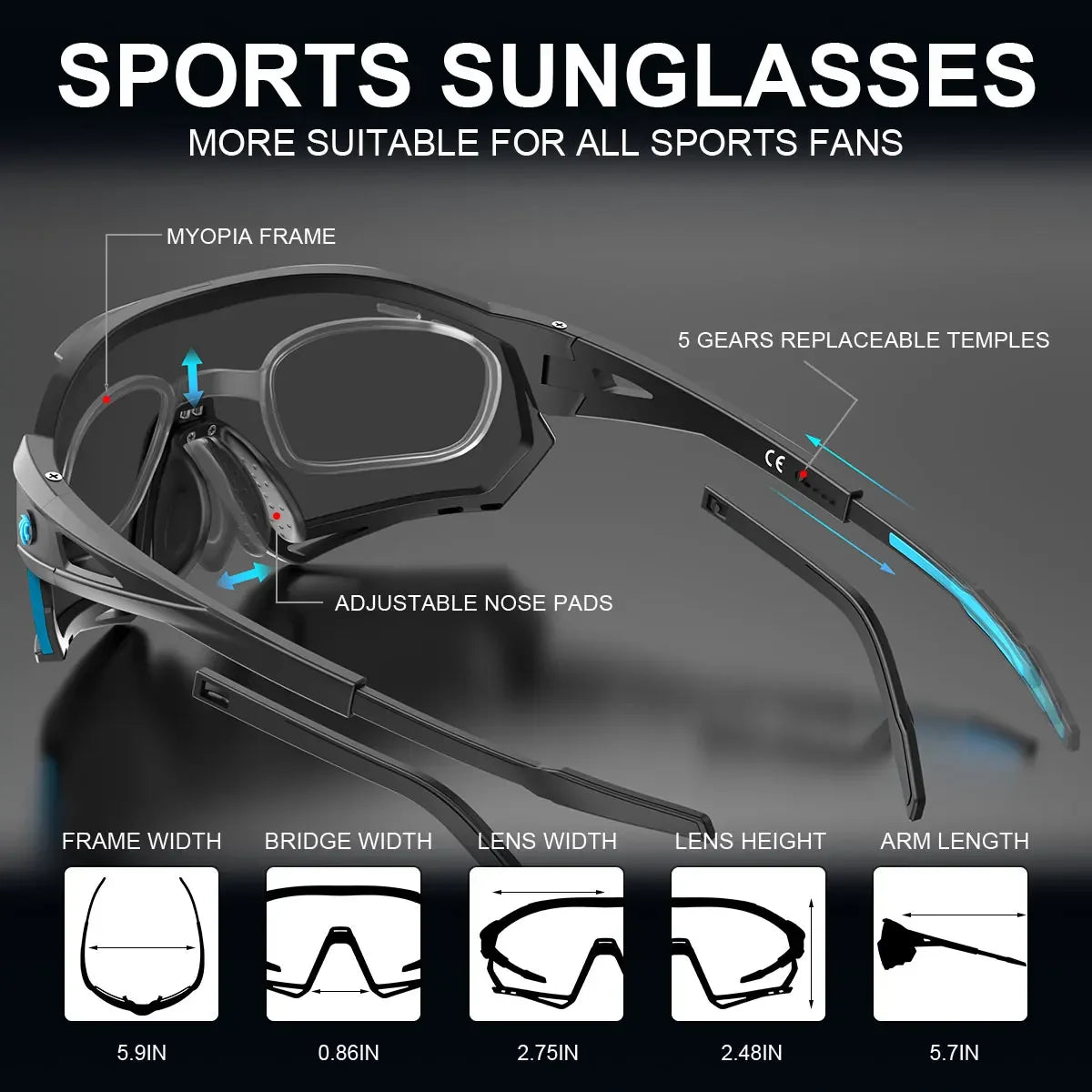 X-TIGER Cycling Glasses – 5 Lens Polarized Sports Sunglasses for Men & Women