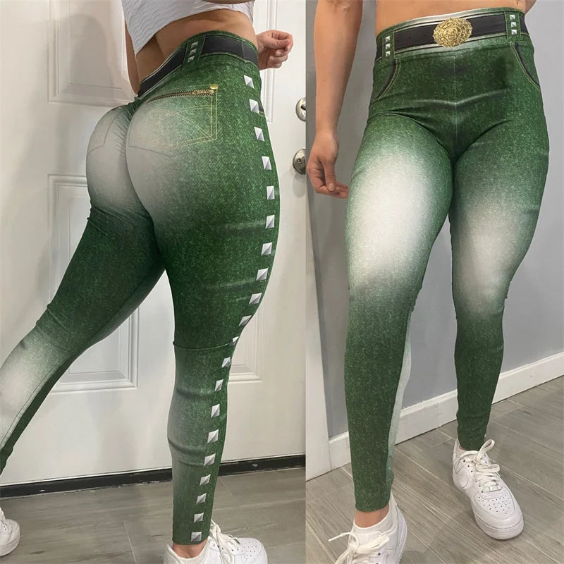 Style Meets Performance – Denim-Look Fitness Leggings