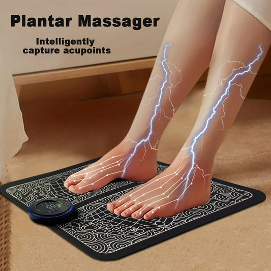 Electric USB Charging Foot Massage Mat – EMS Acupoint Relaxation Pad with 8 Modes & 19 Intensity Levels for Circulation & Recovery