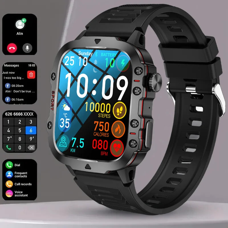 2025 Outdoor Military 3ATM Waterproof Smart Watch Men 420mAh Battery Heart Rate Sports Fitness Watches Bluetooth Call Smartwatch Champions Clubs