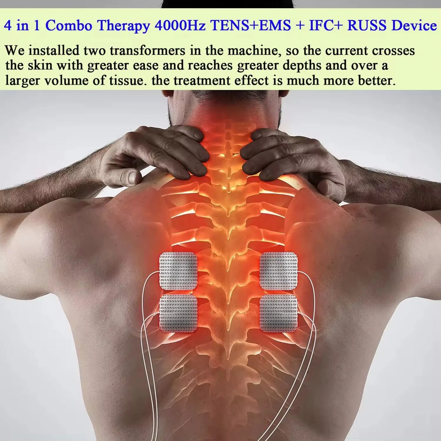 4 In 1 Electric Muscle Stimulator EMS IFT RUSS TENS Pulse Physiotherapy Device – Home & Professional Use