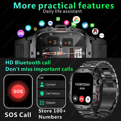 2025 Outdoor Military 3ATM Waterproof Smart Watch Men 420mAh Battery Heart Rate Sports Fitness Watches Bluetooth Call Smartwatch Champions Clubs