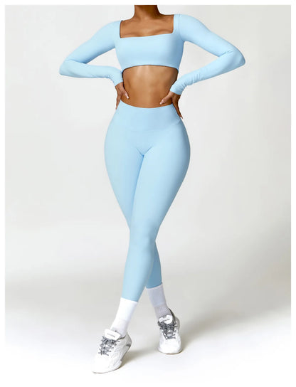 Women’s Long Sleeve Gym & Yoga Top – Breathable, Stretchy, Push-Up Fit - Champions Clubs