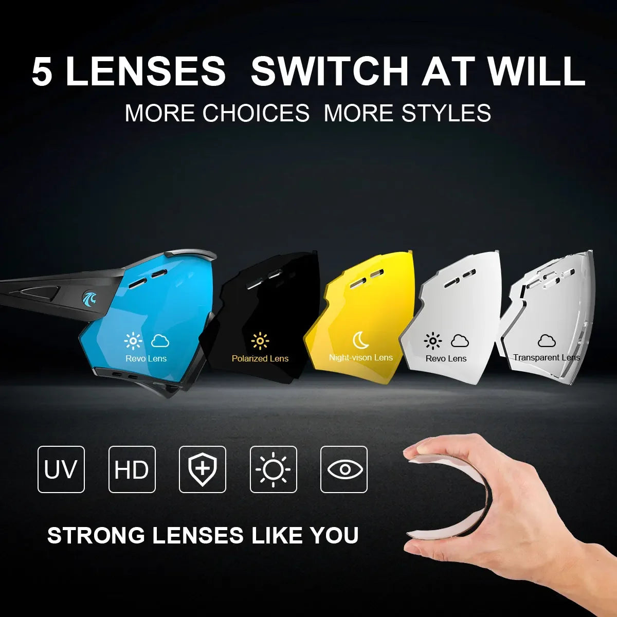 X-TIGER Cycling Glasses – 5 Lens Polarized Sports Sunglasses for Men & Women