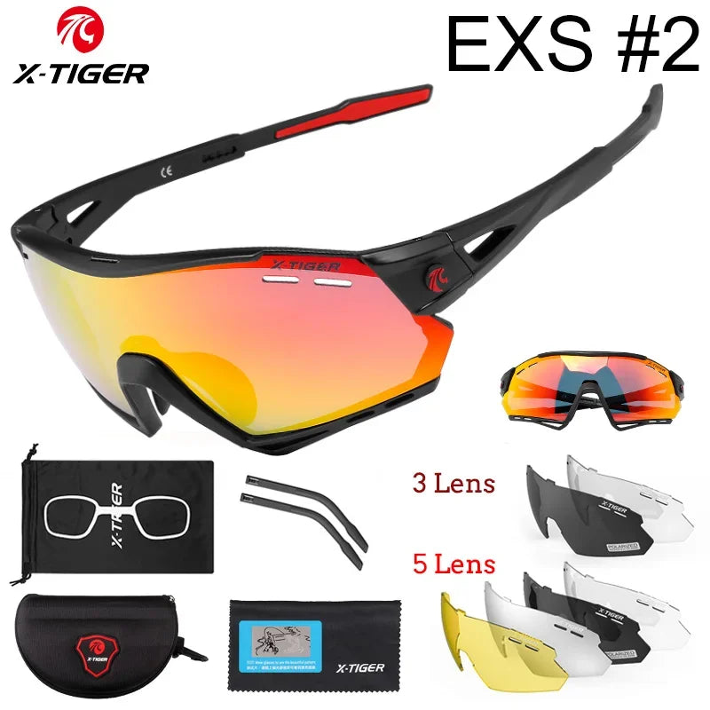 X-TIGER Cycling Glasses – 5 Lens Polarized Sports Sunglasses for Men & Women
