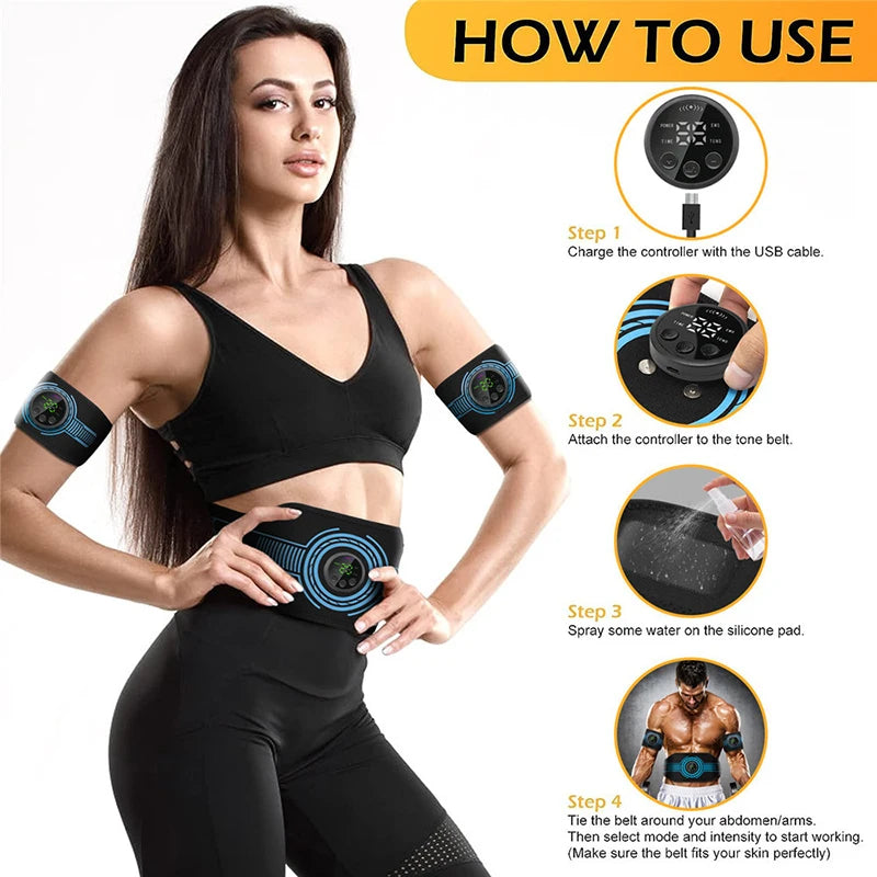 Smart EMS Muscle Stimulator Abs Trainer – Abdominal Toning Belt & Body Slimming Device for Home Fitness