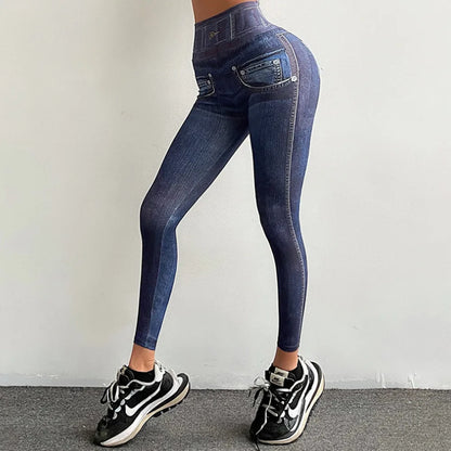 Style Meets Performance – Denim-Look Fitness Leggings