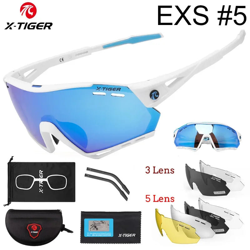 X-TIGER Cycling Glasses – 5 Lens Polarized Sports Sunglasses for Men & Women