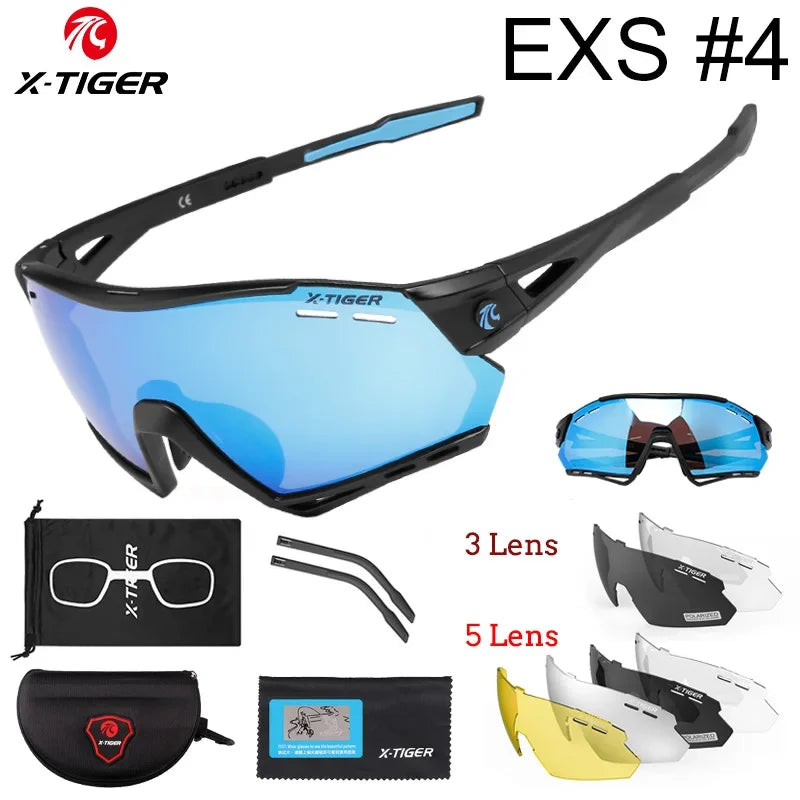 X-TIGER Cycling Glasses – 5 Lens Polarized Sports Sunglasses for Men & Women