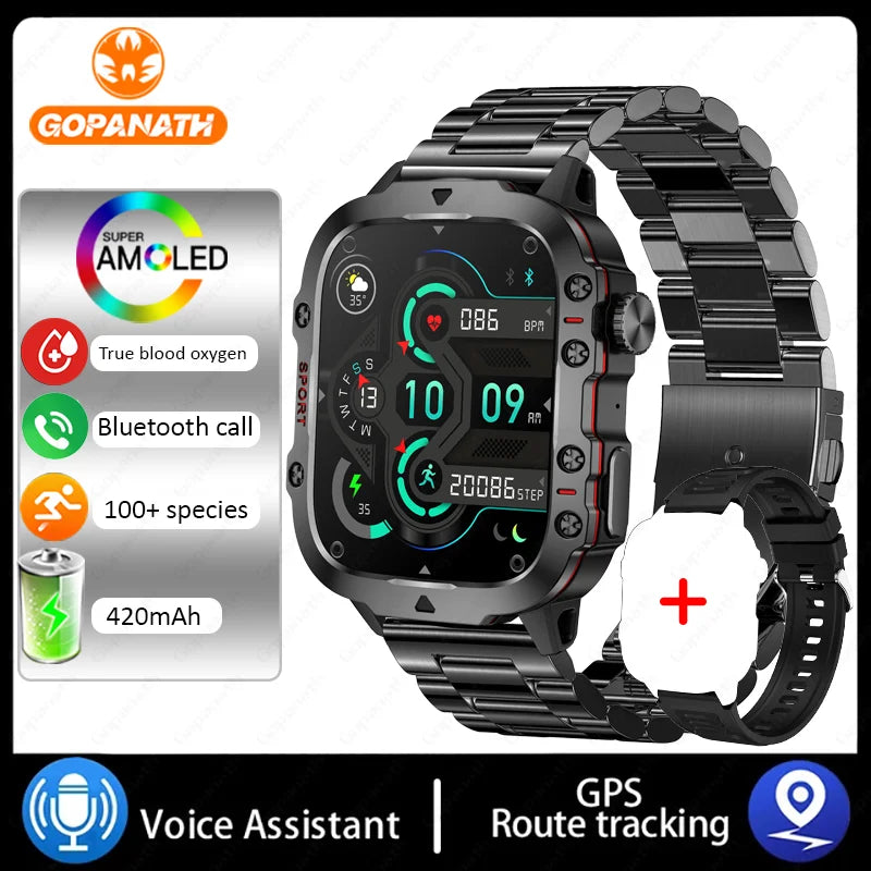2025 Outdoor Military 3ATM Waterproof Smart Watch Men 420mAh Battery Heart Rate Sports Fitness Watches Bluetooth Call Smartwatch Champions Clubs