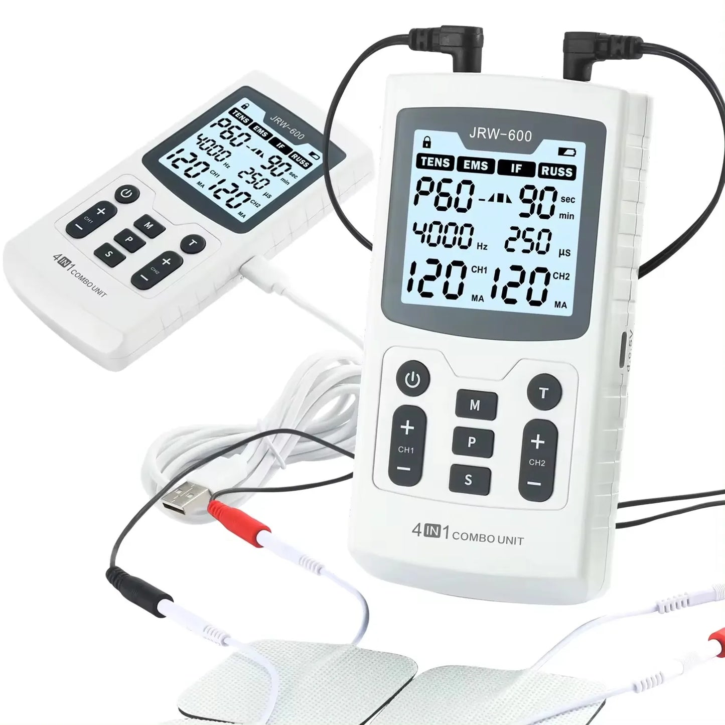 4 In 1 Electric Muscle Stimulator EMS IFT RUSS TENS Pulse Physiotherapy Device – Home & Professional Use
