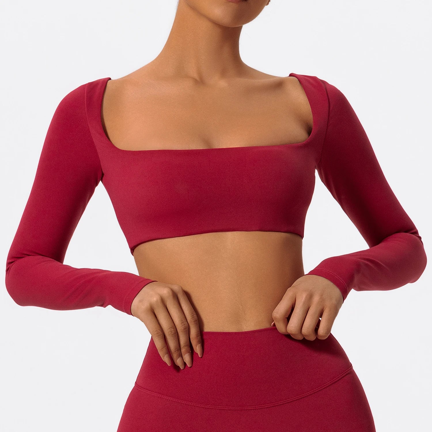 Women’s Long Sleeve Gym & Yoga Top – Breathable, Stretchy, Push-Up Fit - Champions Clubs