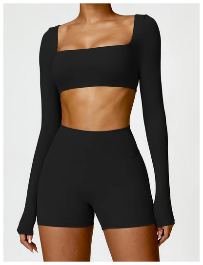 Women’s Long Sleeve Gym & Yoga Top – Breathable, Stretchy, Push-Up Fit - Champions Clubs