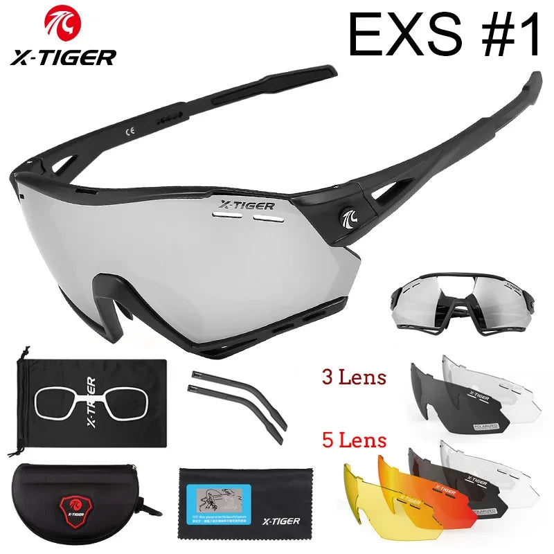 X-TIGER Cycling Glasses – 5 Lens Polarized Sports Sunglasses for Men & Women
