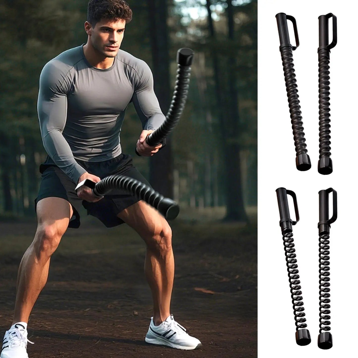 2 Piece Battle Ropes – Portable Home Gym Exercise & Muscle Building Workout Ropes