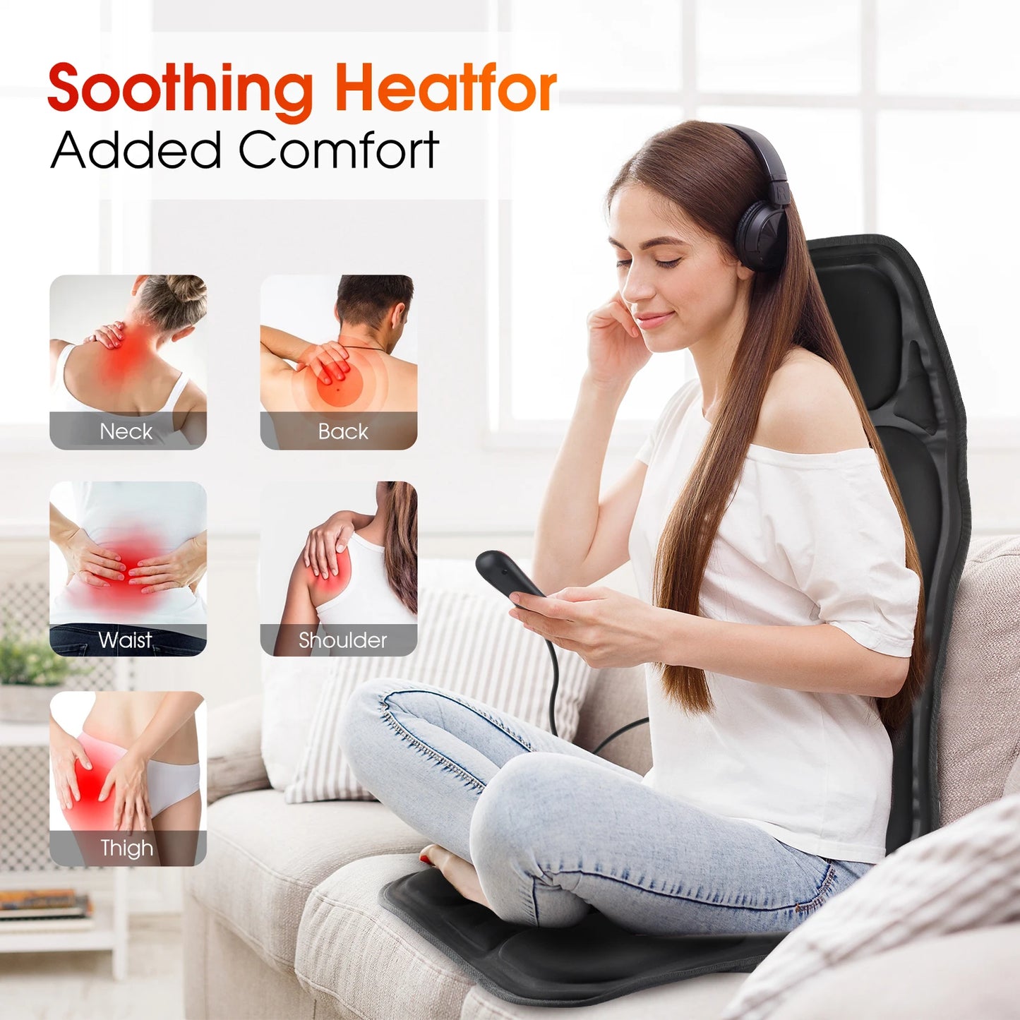 Electric Back Massager – Infrared Full-Body Massage Cushion with Heating & Vibration
