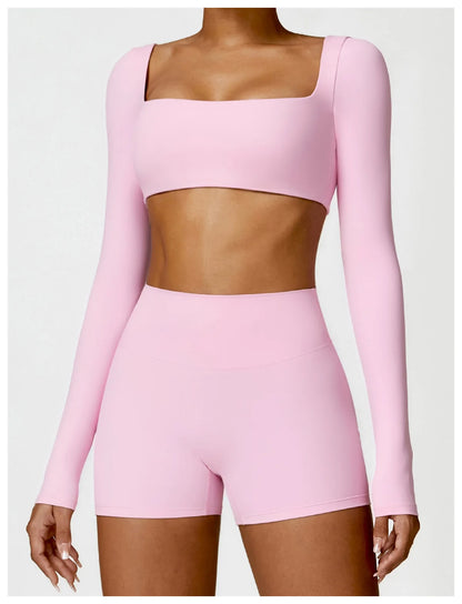 Women’s Long Sleeve Gym & Yoga Top – Breathable, Stretchy, Push-Up Fit - Champions Clubs