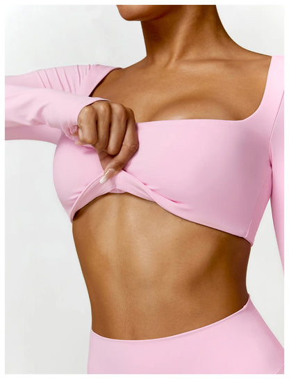 Women’s Long Sleeve Gym & Yoga Top – Breathable, Stretchy, Push-Up Fit - Champions Clubs