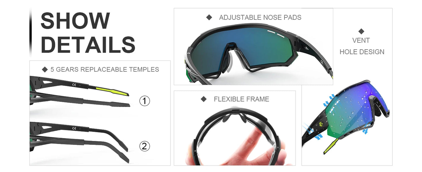 X-TIGER Cycling Glasses – 5 Lens Polarized Sports Sunglasses for Men & Women