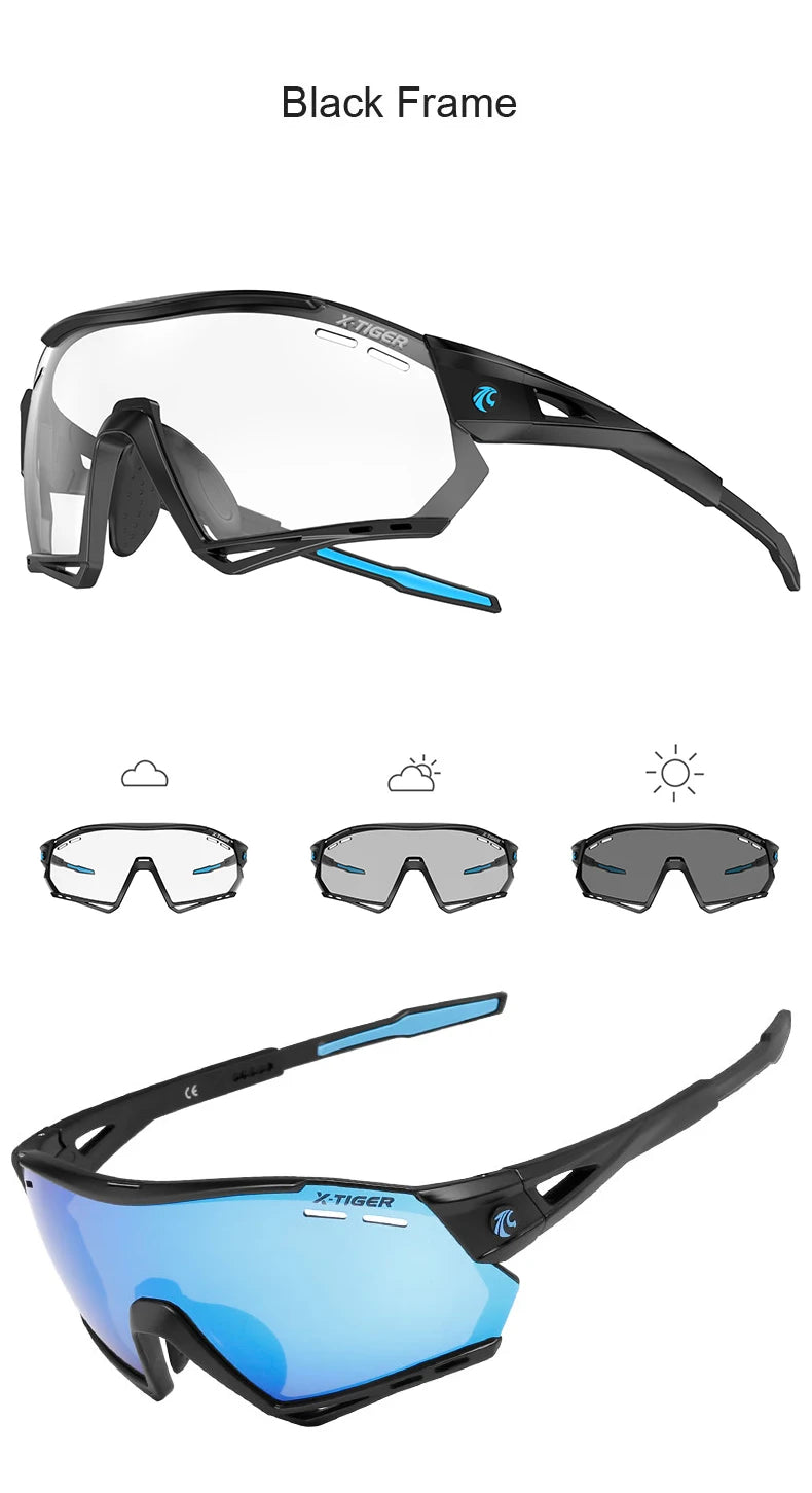 X-TIGER Cycling Glasses – 5 Lens Polarized Sports Sunglasses for Men & Women