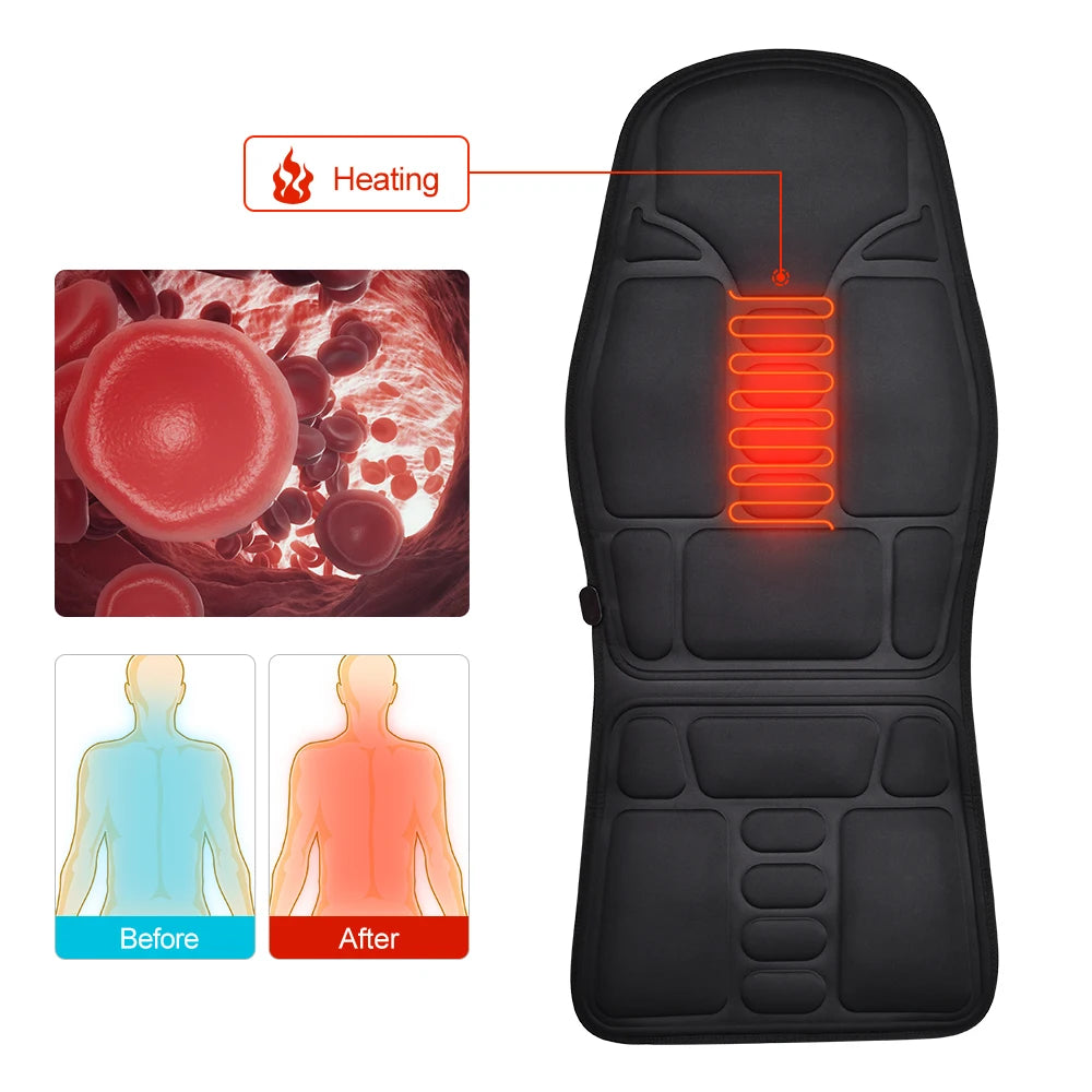 Electric Back Massager – Infrared Full-Body Massage Cushion with Heating & Vibration