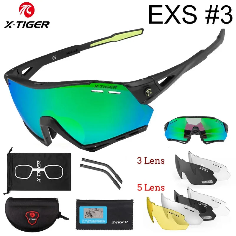 X-TIGER Cycling Glasses – 5 Lens Polarized Sports Sunglasses for Men & Women