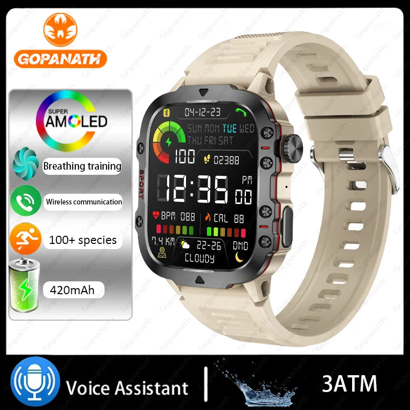 2025 Outdoor Military 3ATM Waterproof Smart Watch Men 420mAh Battery Heart Rate Sports Fitness Watches Bluetooth Call Smartwatch Champions Clubs