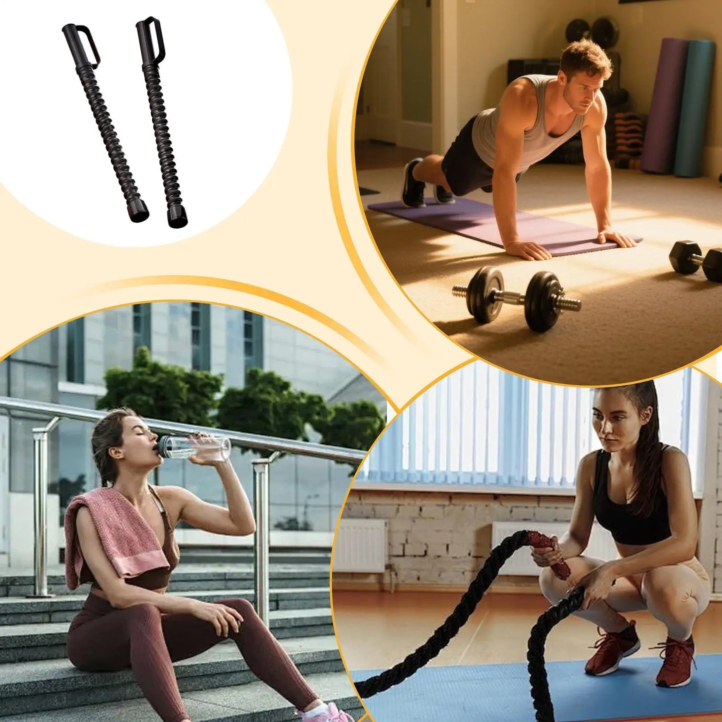 2 Piece Battle Ropes – Portable Home Gym Exercise & Muscle Building Workout Ropes