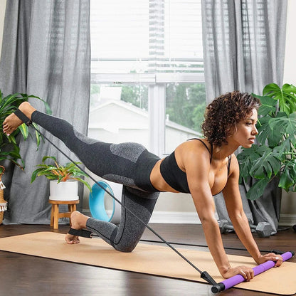 Multifunctional Pilates Bar Combination Fitness Bar Yoga Chest Expansion Tension Rope Back Trainer Elastic Rope Stretching Belt Champions Clubs